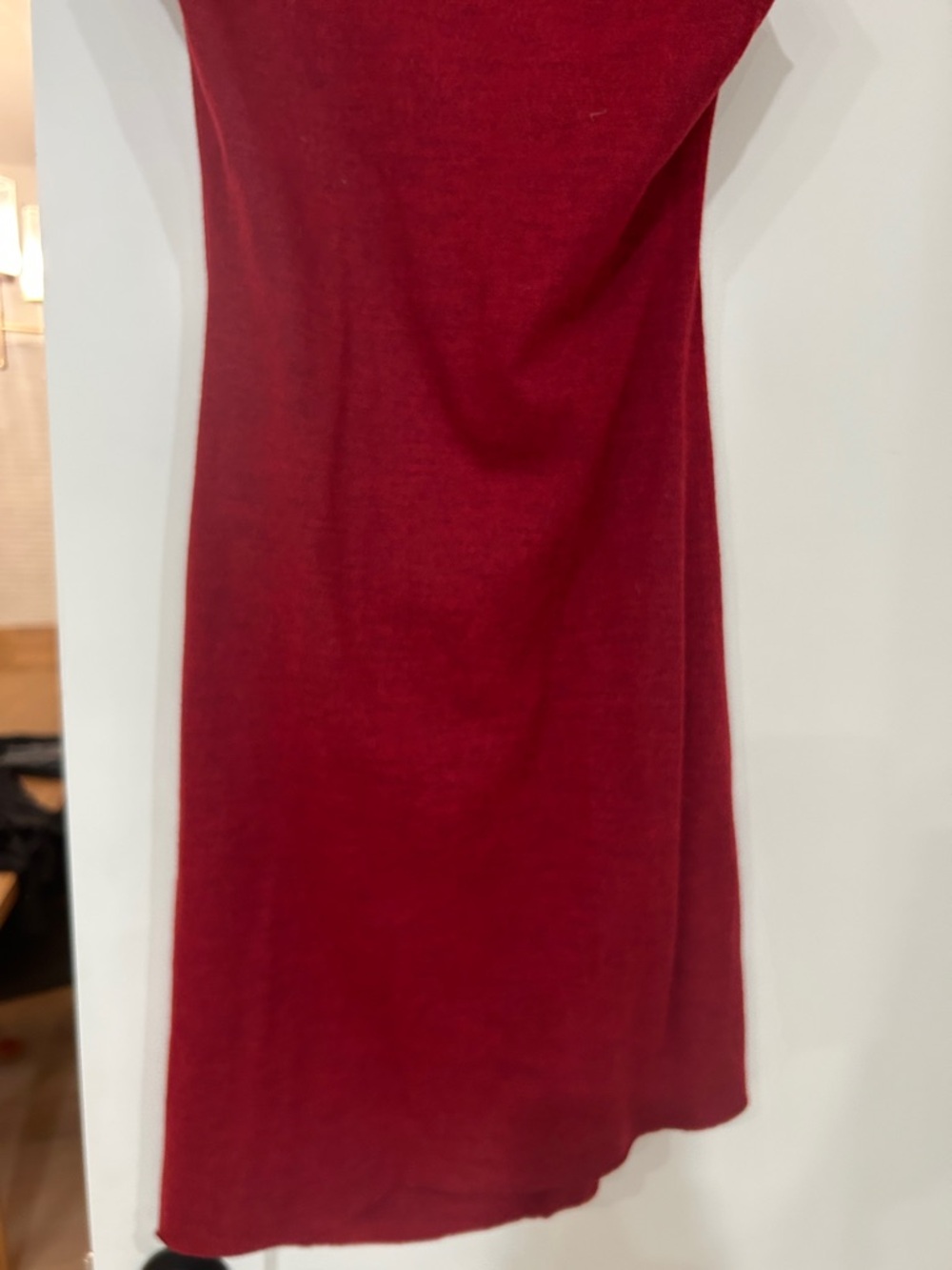Helmut Lang Sleeveless Draped Midi wool Dress in Deep Red - Picture 3 of 8